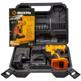 Дрель-шуруповерт ВИХРЬ ДА-14,4Л-2К аккумуляторная [72/14/8] { 14.4 В,  LI-ION, 1,3 Ач, 26Нм, дерево/металл 26мм/10мм, кейс, 2 акк }